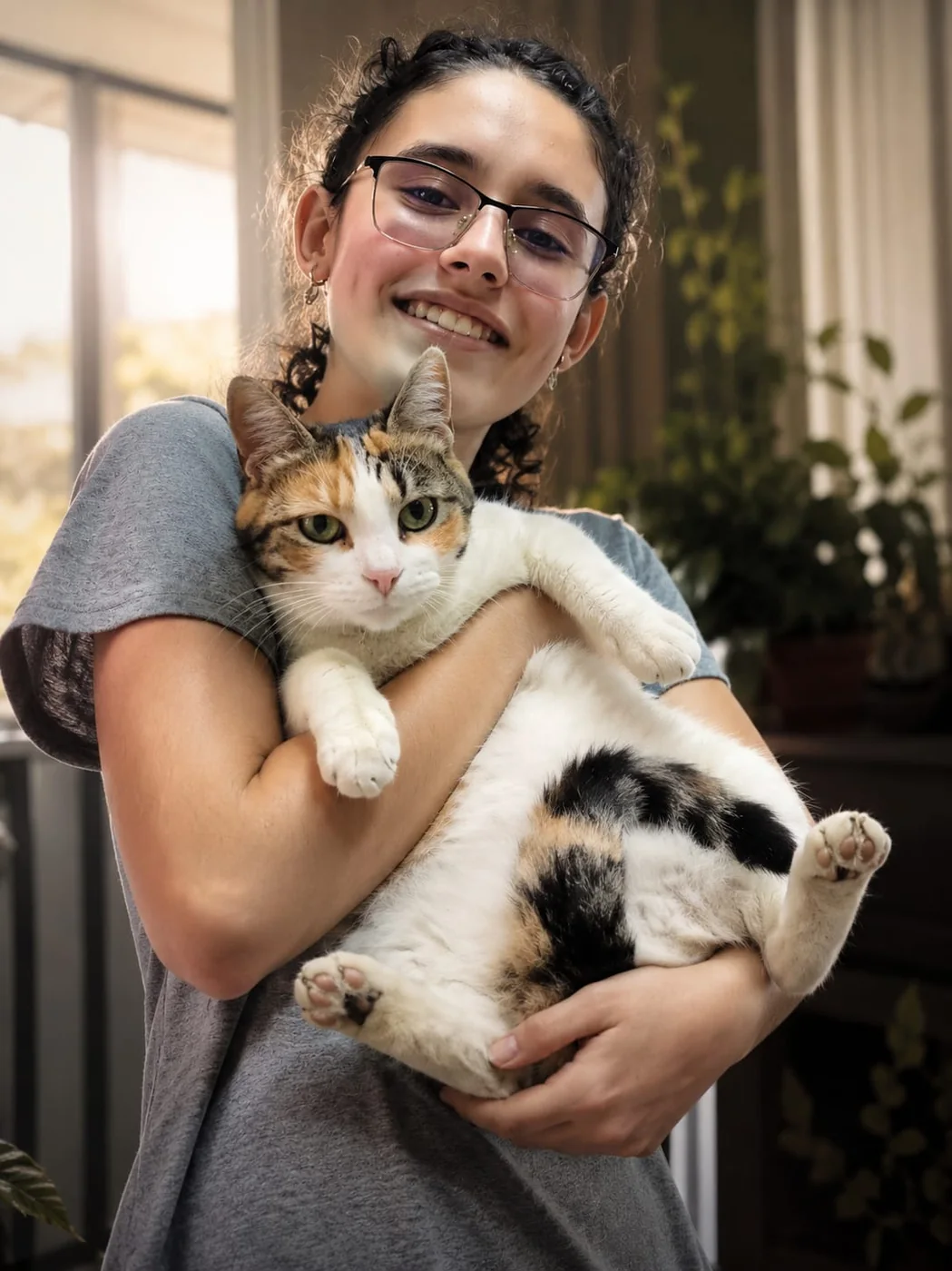 Integrante de TECNICAT compartiendo con una mascota en un ambiente pet friendly