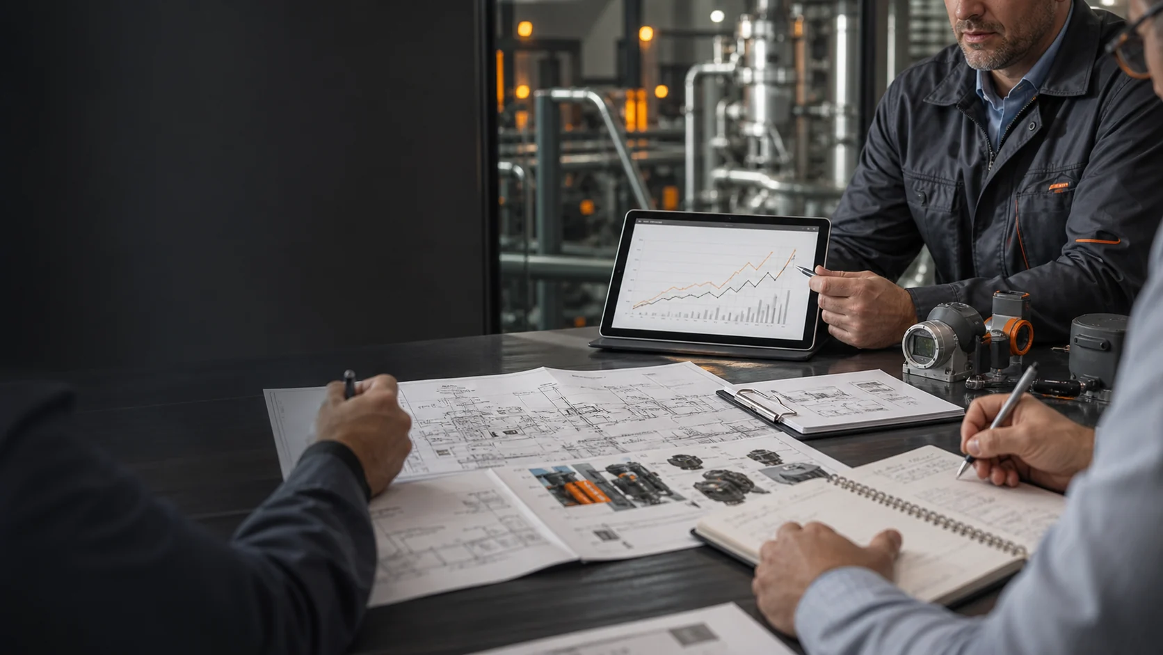 Reunión técnica para planificación de soluciones industriales